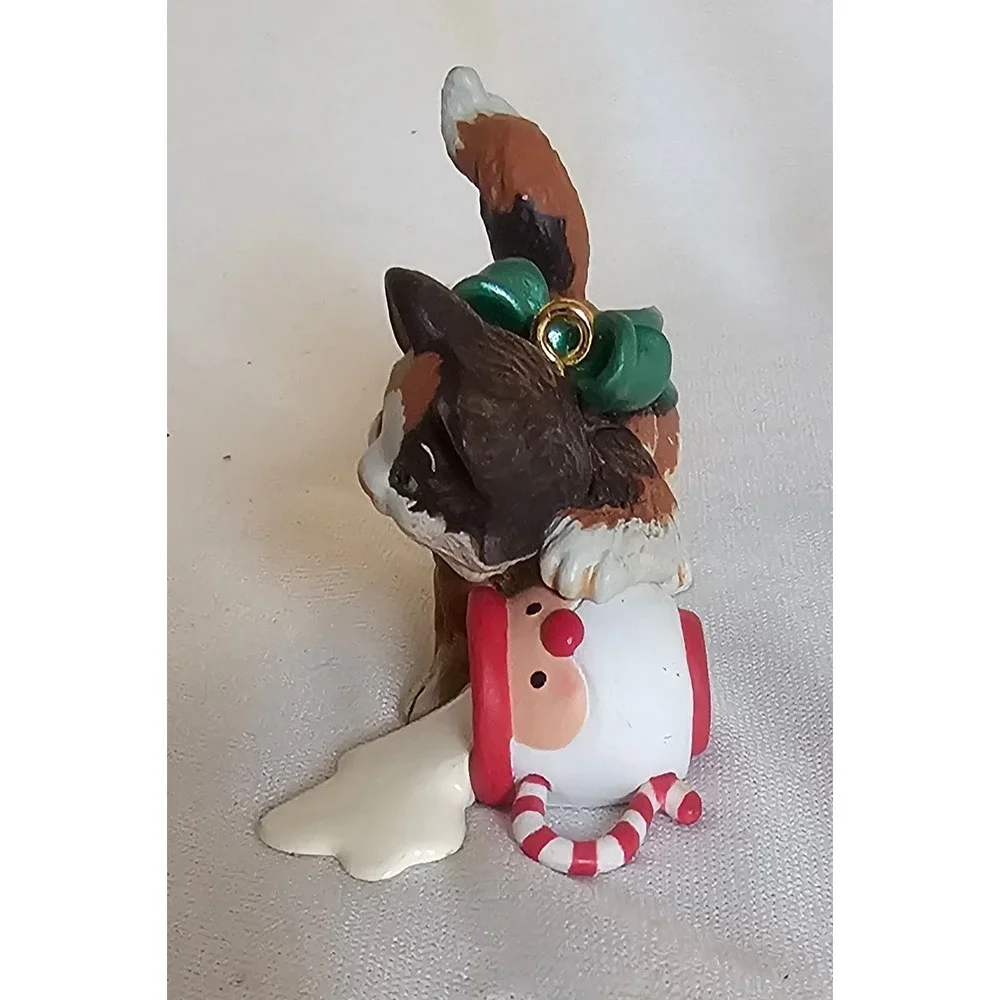 Hallmark Keepsake Ornament 2008 Calico Kitten Tipped Milk Santa Mug Brown White
